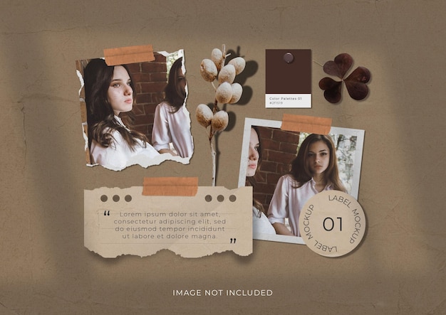 Simple fashion photo frame set moodboard mockup