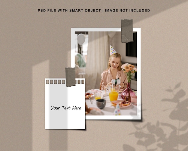 Social media post photo paper frame moodboard mockup premium psd