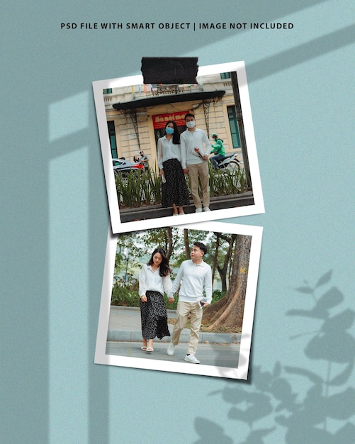 Social media post photo paper frames moodboard mockup premium psd