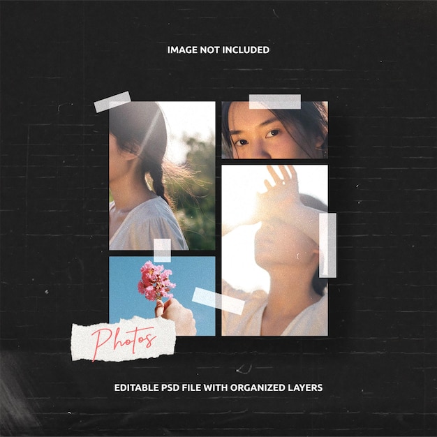 Social media square post photo collages design template