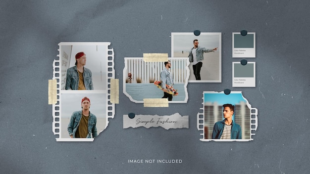 Stylish photo frame set moodboard mockup