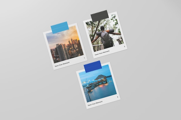 Travel photos on white