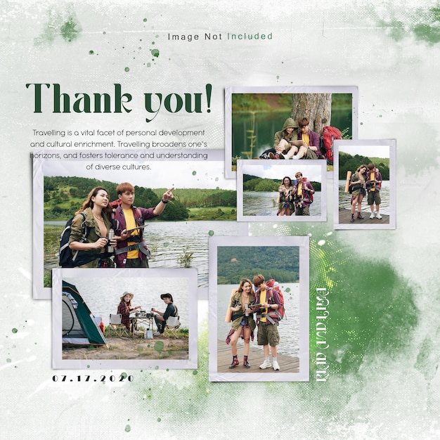 Traveling adventure photo collage realistic mood board mockup