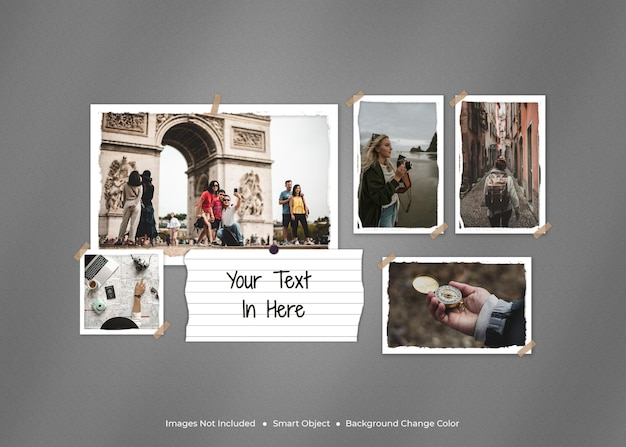 Traveling minimalist photo frame moodboard mockup