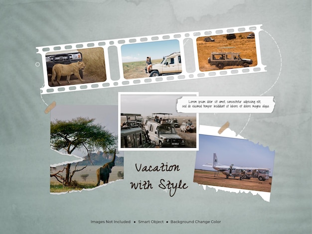 Traveling photo frame set mockup moodboard