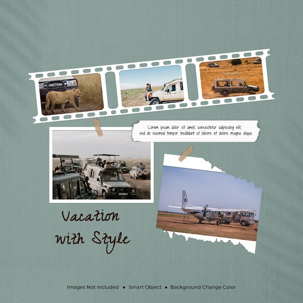 Traveling photo frame set mockup moodboard