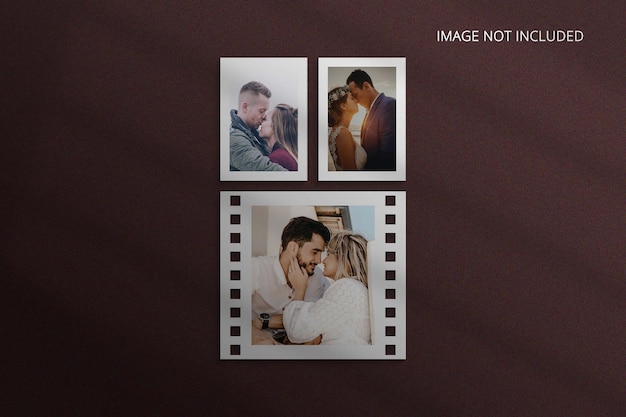 Valentine’s day photo frame mockup with paper 3d rendering psd file