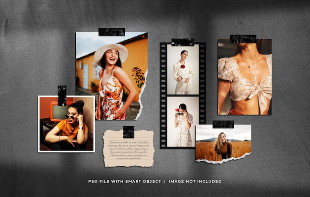 Vintage photo frame set moodboard mockup