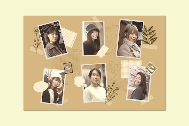 Vintage scrapbook style kpop photocard photo collage