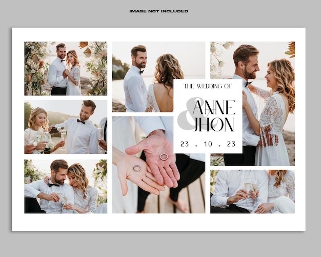 Wedding photo collage mockup psd