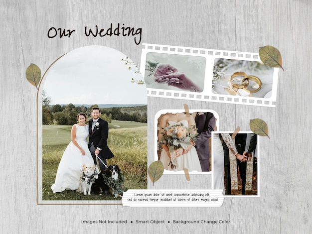 Wedding photo frame set mood board mockup