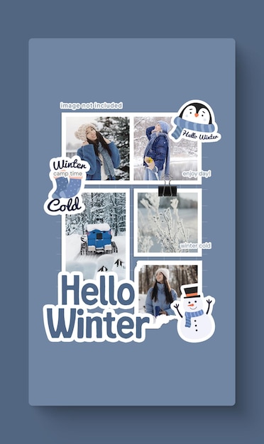 Winter monthly recap photo collage layout