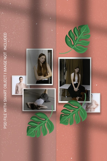 A collage of photos with a picture of a woman and a leafy plant