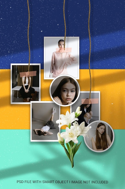 A collage of pictures with one of them has a girl on it