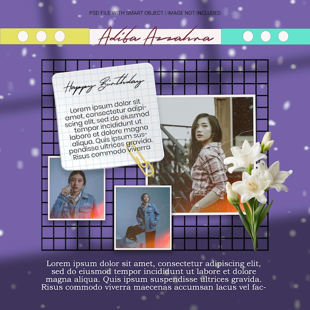 A poster for a birthday party with a picture of a girl and a woman