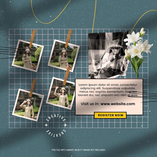 A poster for a website called get your photo on it
