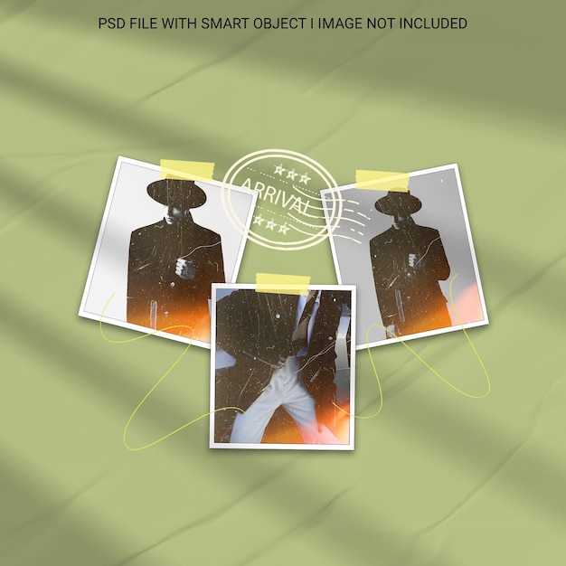 A poster with pictures of men and a man with a hat on it