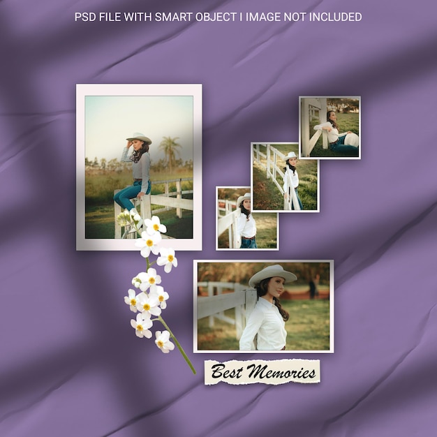 A purple background with pictures of a woman and a photo of a man