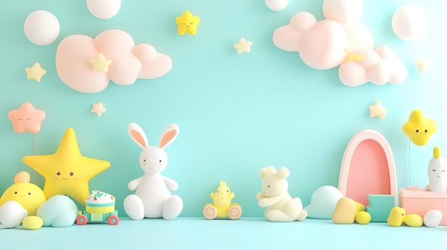 Baby toy frame background cute and playful background with baby toy elements ideal for childrens decorations and holiday themes