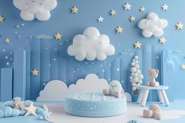 Background podium baby cute product for sale in kids room studio presentation