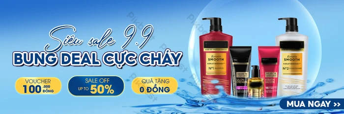 Banner Sale Siêu Sale 9 Tháng 9 Tone Xanh Dương Trang Trí Shop Mỹ Phẩm