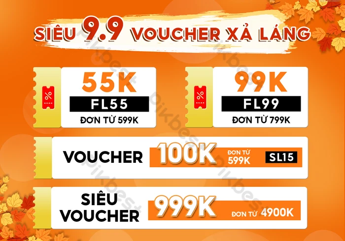 Banner Sale Voucher Sale Xả Láng Tone Cam Chào Thu đến