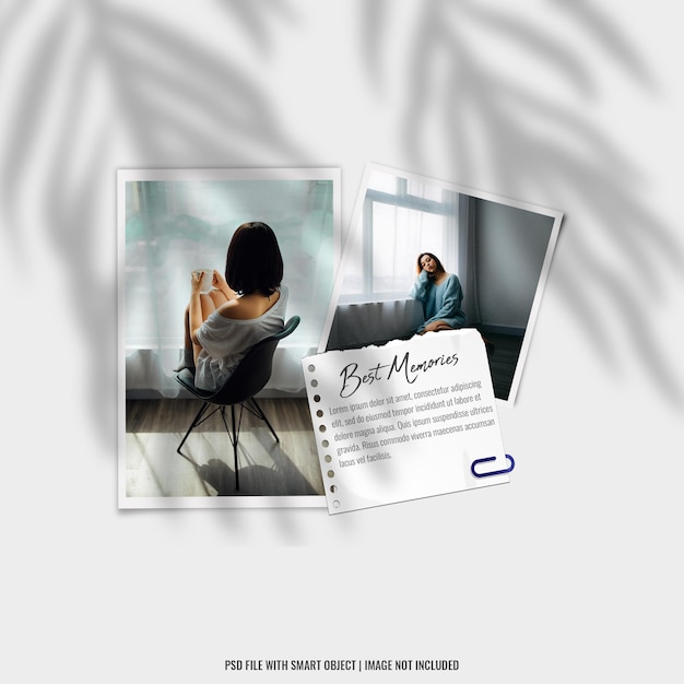 Best memories elegant photo frame polaroid mockup premium psd