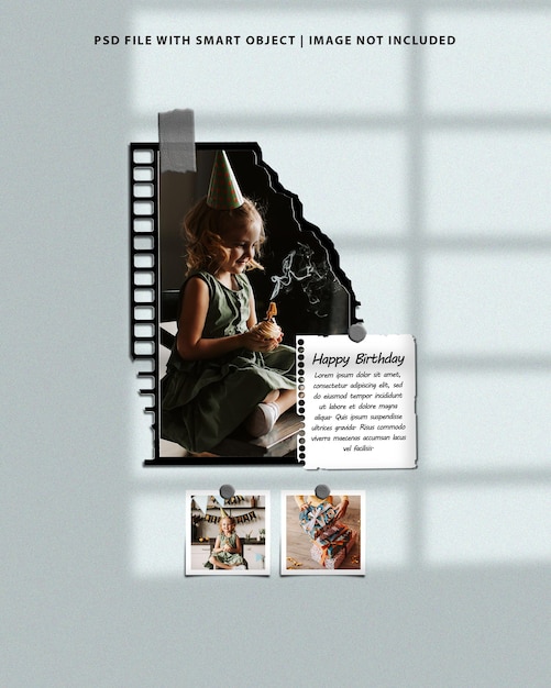 Birthday photo frame set mockup premium psd premium psd