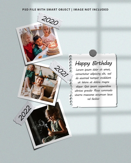 Birthday photo frame set mockup premium psd premium psd