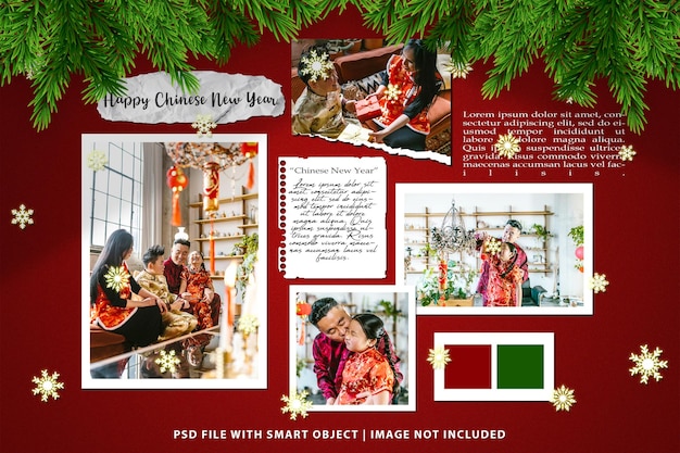 Chinese new year photo frame mockup premium psd