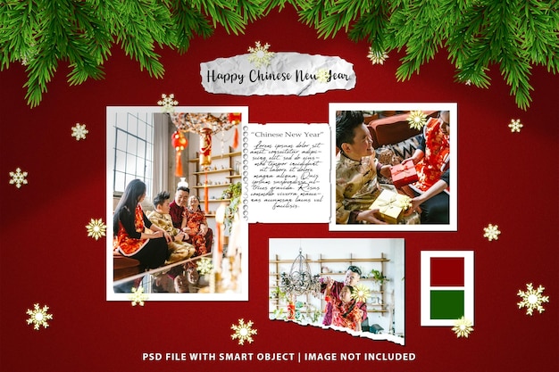 Chinese new year photo frame mockup premium psd