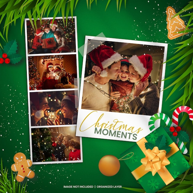 Christmas collage photo mockup