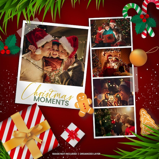 Christmas collage set photo mockup