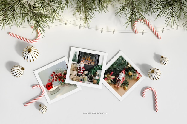 Christmas paper with pine leafs mockup