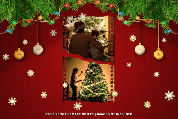 Christmas photo frame mockup premium psd