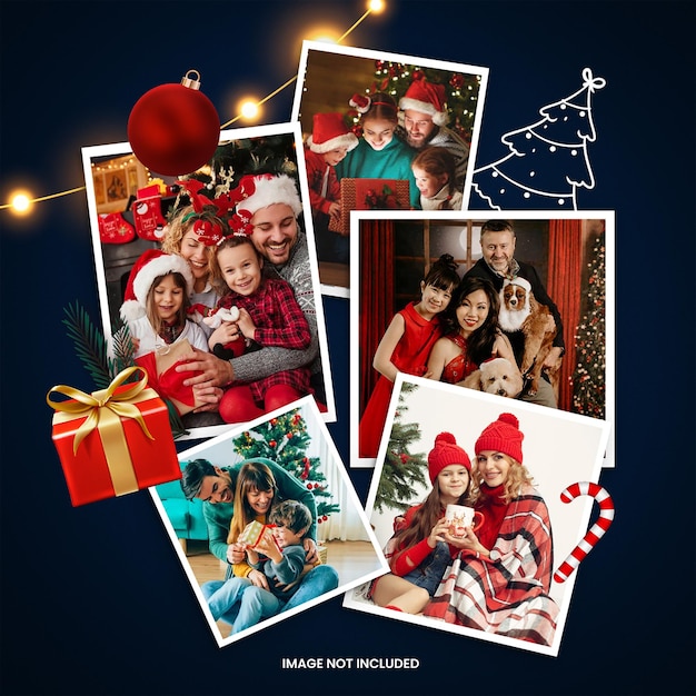 Christmas photo frame mockup