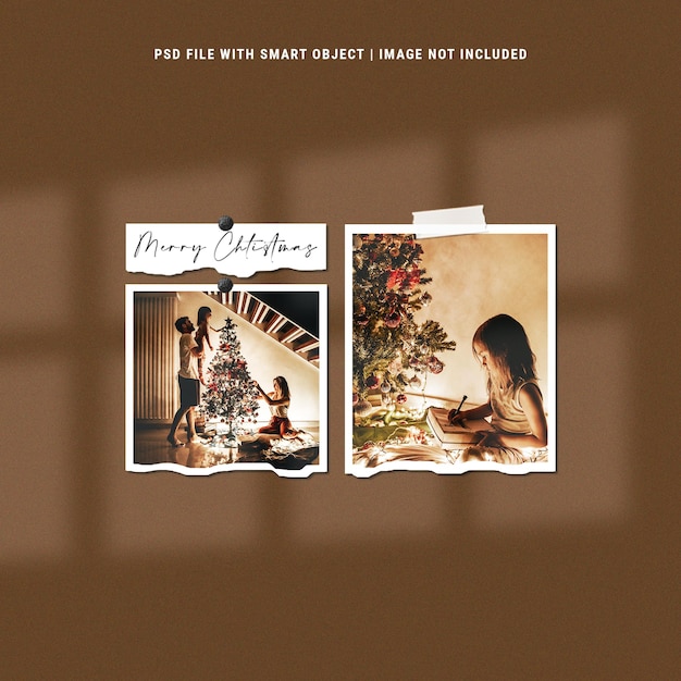 Christmas photo frame set moodboard mockup premium psd