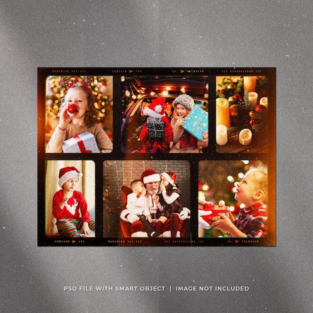 Christmas social media post photo film frames moodboard mockup