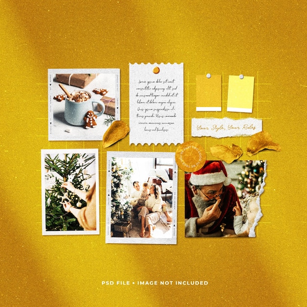 Christmas social media post photo frame moodboard