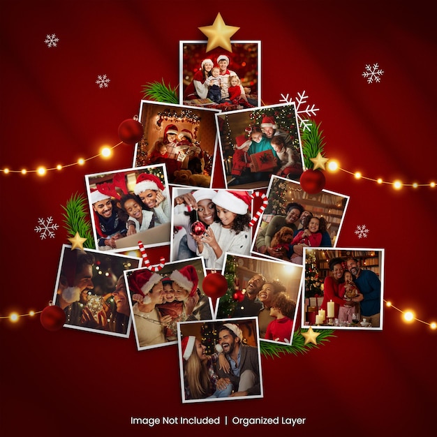 Christmas tree photo frame mockup