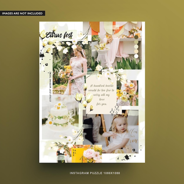 Citrus fest wedding theme photo collage for social media