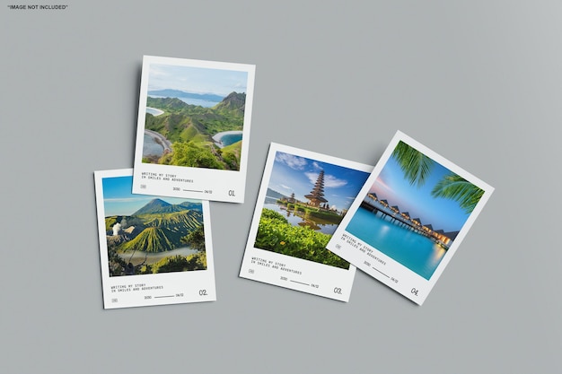 Collection of instant travel photos with scenic landscapes