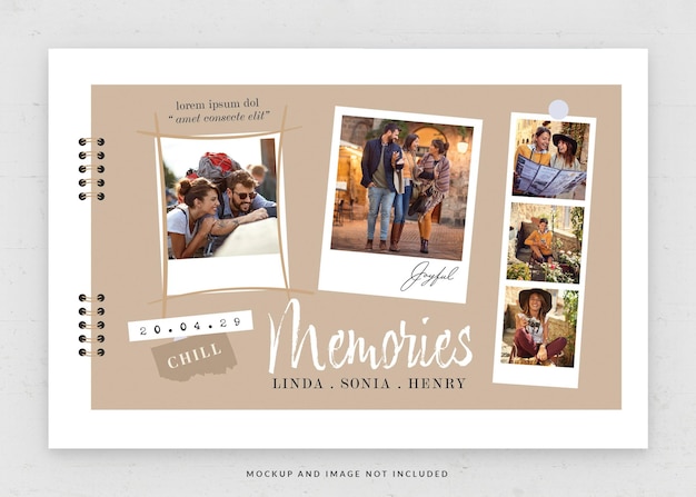 Couple photo collage card flyer template in psd