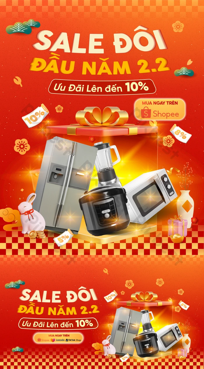 Double-Day 22 Sale In Red And Gold Tet Style For A Festive Vibe