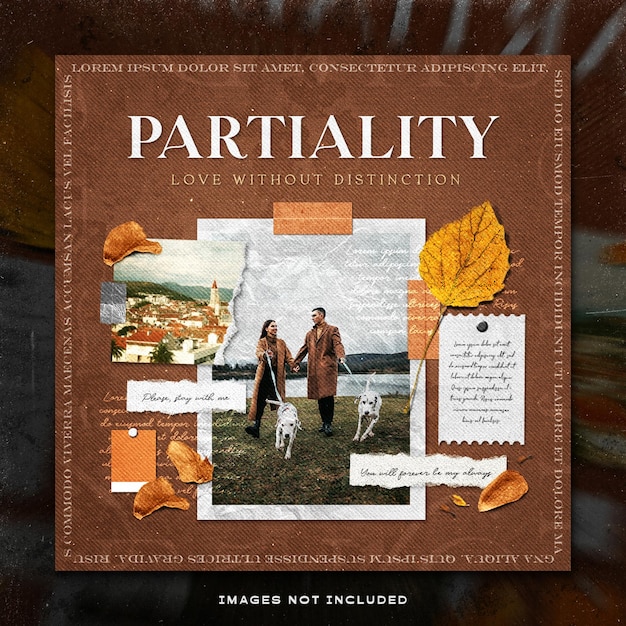 Fashion couple photo moodboard social media post template