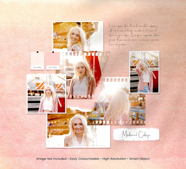 Feminine moodboard mockup photo collage