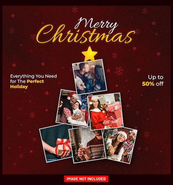 Festive christmas photo collage for holiday celebrations with special offer