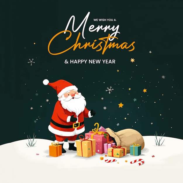 Festive merry christmas and new year holiday vector poster banner design download