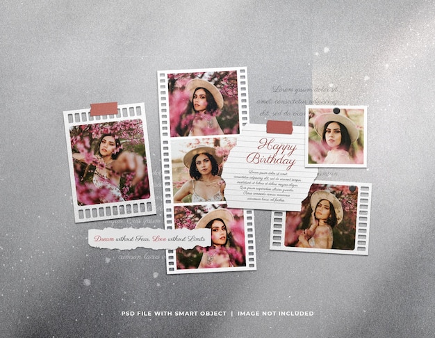 Happy birthday greeting card photo moodboard
