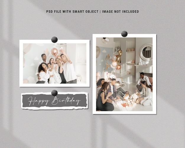Happy birthday photo frame set mockup premium psd